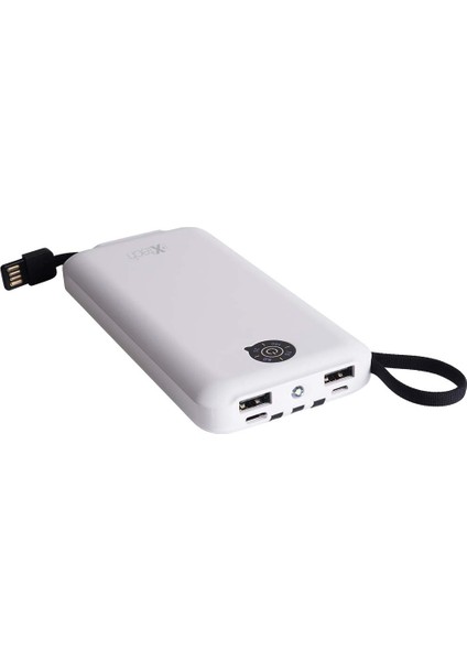 IX-PB013 El Fenerli Çoklu Şarj Edebilen Powerbank Taşınabilir Şarj Cihazı 10.000 mAh Beyaz