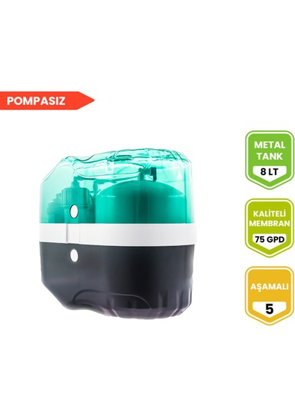 Yeşil 5 Aşamalı Pompasız Su Arıtma Cihazı