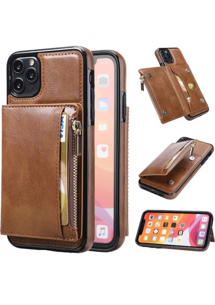 Fermuar Cüzdan Pu Shockrpoof Durumda iphone 11 Pro Kahverengi Için fiyatları