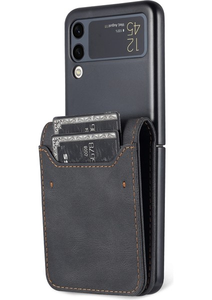 Azns Cilt Samsung Galaxy Z Için Pu + Tpu Kılıf Hissediyorum Flip3 5g Siyah
