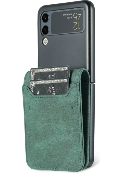 Azns Cilt Samsung Galaxy Z Için Pu + Tpu Kılıf Hissediyorum Flip3 5g Yeşil