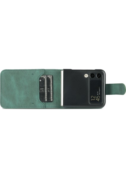 Azns Cilt Samsung Galaxy Z Için Pu + Tpu Kılıf Hissediyorum Flip3 5g Yeşil modelleri