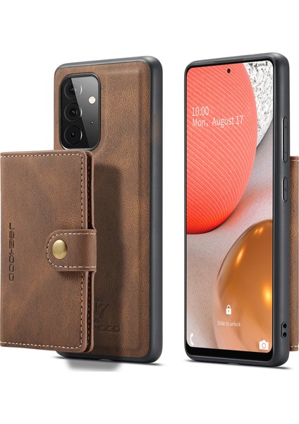 Samsung Galaxy A72 5g / 4g Retro Manyetik Çıkarılabilir Durumda Kahverengi