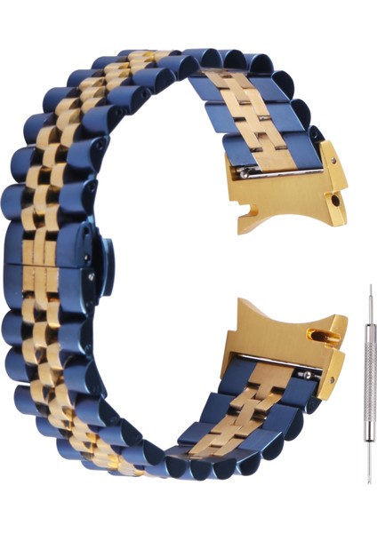 Samsung Galaxy Watch4 Için Paslanmaz Çelik Kayış 40Mm/44Mm Mavi Altın (Yurt Dışından)
