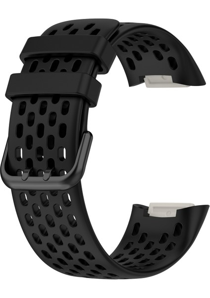 Fitbit Charge 5 Için Monokromatik Silika Jel Nefes Alabilir Kayış Siyah (Yurt Dışından)