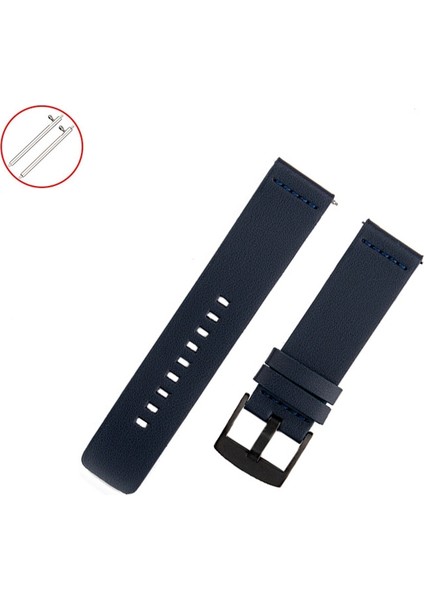Samsung Galaxy Watch Active 2 44Mm Için Deri Saat Kayışı Mavi (Yurt Dışından)