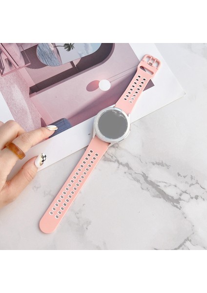 Samsung Galaxy Watch4 40Mm Için Silikon Kordonlu Saat Pembe Beyaz (Yurt Dışından)