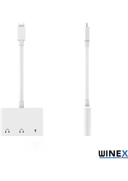 8pin 3in1 Lightning To 3.5mm Aux + Lightnin Ses + Lightning Şarj Dönüştürücü Adaptörü Beyaz fırsatları