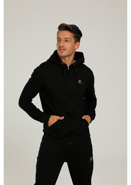 2KESWZY30902 Lumberjack SN72 Basic Hoodie Full Zip 1pr Kapsonlu On Fermua Siyah