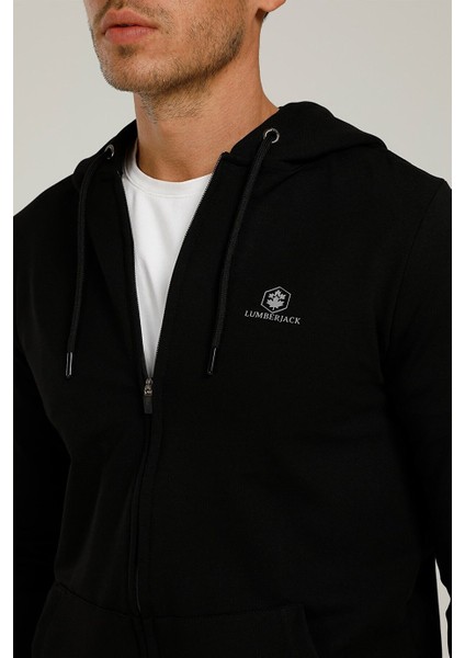 2KESWZY30902 Lumberjack SN72 Basic Hoodie Full Zip 1pr Kapsonlu On Fermua Siyah fırsatları