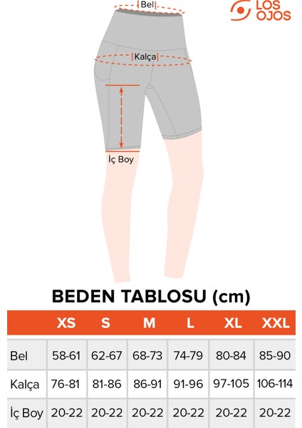 Los Ojos Kadın Mercan Yüksek Bel Toparlayıcı Çift Cepli Biker Şort Kısa Spor Tayt