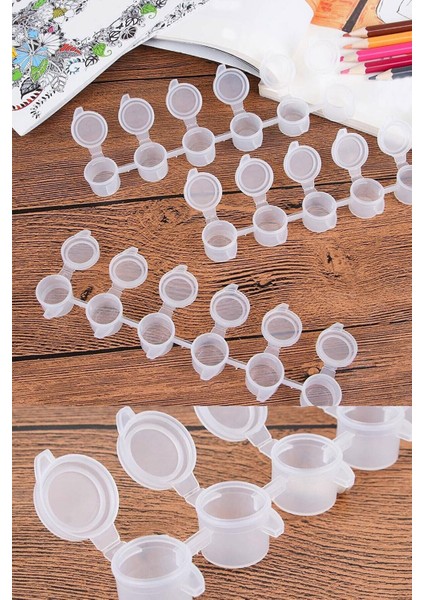60 Adet Boya Kutusu, 5 cc Boya Kutusu Kapaklı Plastik 10 Adet 6'lı Şerit, Tüm Boyalar İçin
