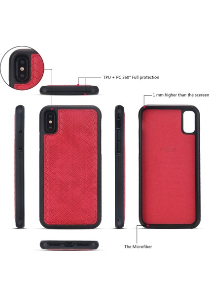Apple Iphone x / Xs Için Deri Kılıf Kırmızı (Yurt Dışından) fiyatları