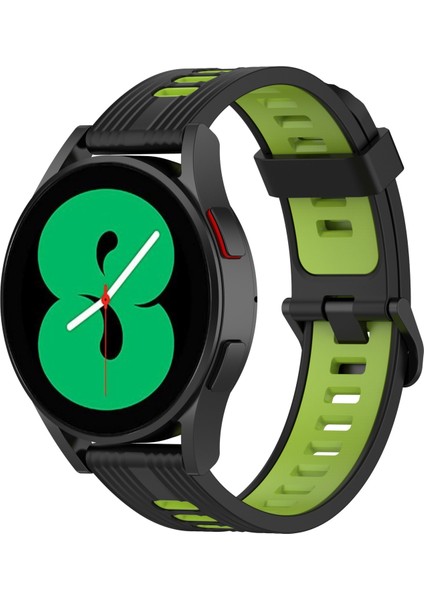 Samsung Galaxy Watch4 Için Silikon Kordon Bandosu / Active2 Siyah Lime Yeşil