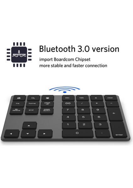 BT181 34 Bluetooth Numerik Küçük Tuş Takımı Klavye - Siyah (Yurt Dışından)