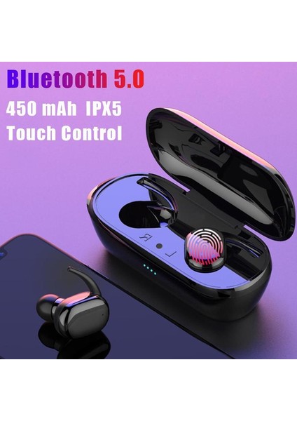 Bluetooth 5.0 Kablosuz Kulaklık Kablosuz Şarj Kılıfı - Siyah (Yurt Dışından) fırsatları