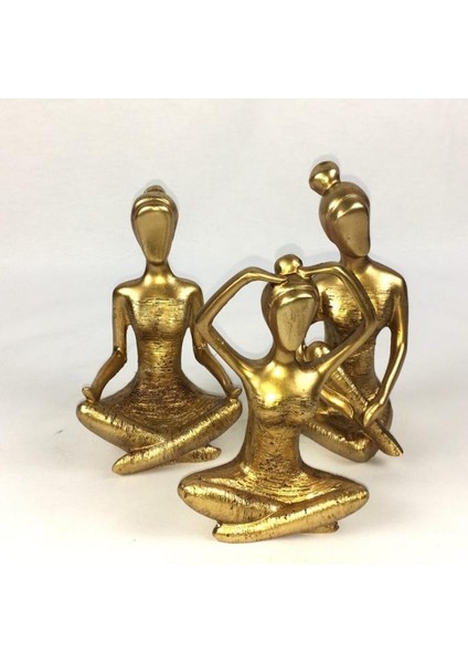 Gold Renk Yogacı Kız 3lü Biblo