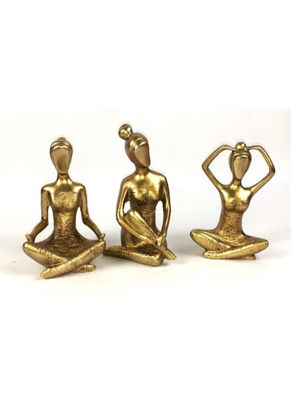 Gold Renk Yogacı Kız 3lü Biblo