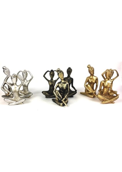 Gold Renk Yogacı Kız 3lü Biblo
