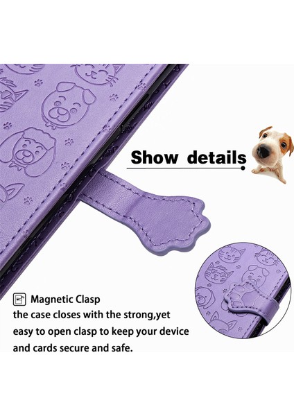 Kılıf Xiaomi Mi Not 10 Lite Flip Cüzdan Kabartmalı Kapak Etui Housse Kedi Köpek Deseni - Mor (Yurt Dışından) fırsatları