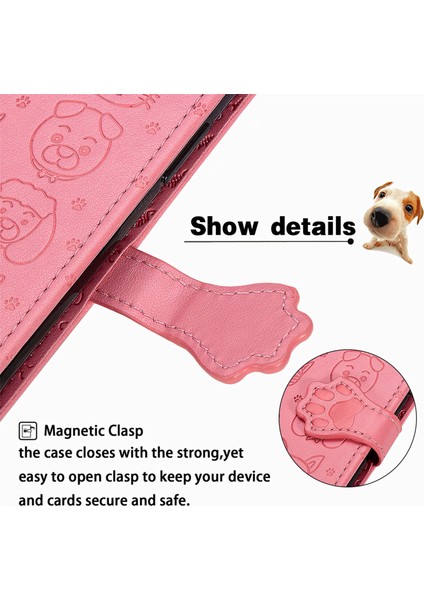 Kılıf Samsung Galaxy A12 Flip Cüzdan Kabartmalı Kapak Etui Housse Kedi Köpek Desen - Pembe (Yurt Dışından) indirimleri