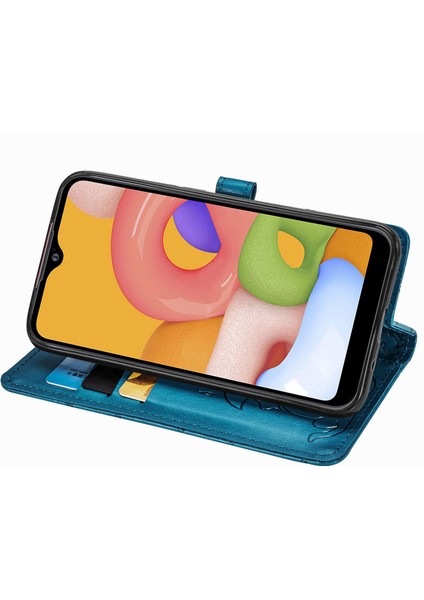 Kılıf Samsung Galaxy A01 Çevir Cüzdan Kabartmalı Kapak Etui Housse Kedi Köpek Desen - Mavi (Yurt Dışından) indirimleri