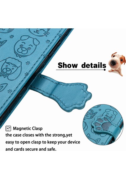 Dava Samsung Galaxy M31 Çevir Cüzdan Kabartmalı Kapak Etui Housse Kedi Köpek Desen - Mavi (Yurt Dışından) modelleri