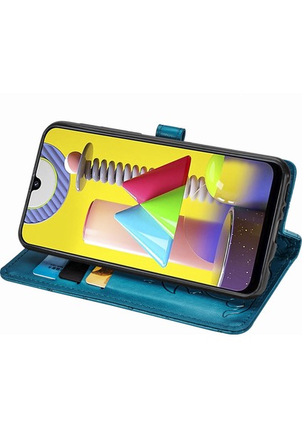 Dava Samsung Galaxy M31 Çevir Cüzdan Kabartmalı Kapak Etui Housse Kedi Köpek Desen - Mavi (Yurt Dışından) indirimleri