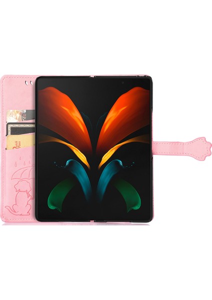 Kılıf Samsung Galaxy Z Katlama 3 Cüzdan Kabartmalı Kapak Etui Housse Kedi Köpek Desen - Pembe (Yurt Dışından) fiyatları
