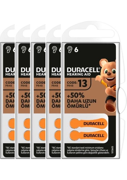 13 Numara İşitme Cihazı Pili 6x5 30 Adet