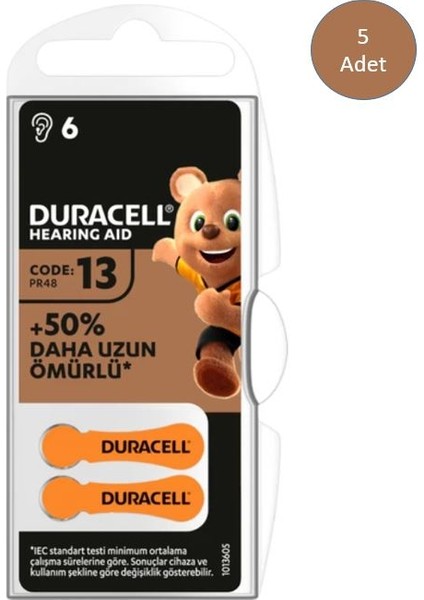 13 Numara İşitme Cihazı Pili 6x5 30 Adet