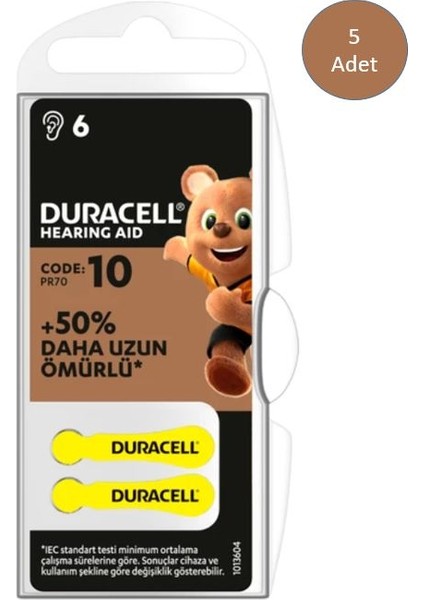 10 Numara İşitme Cihazı Pili 6x5 30 Adet