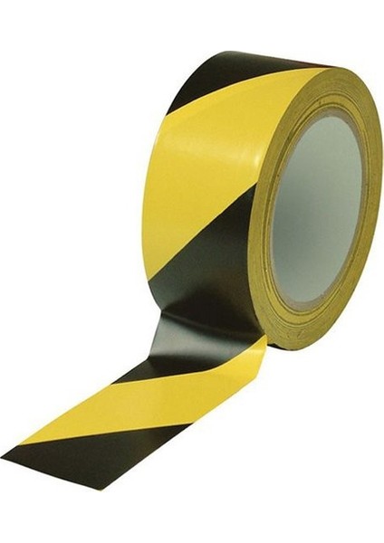 Yer İşaretleme Bandı Sarı-Siyah 5cmx30m Sarı Siyah Zemin İşaretleme İkaz Bandı 50mm