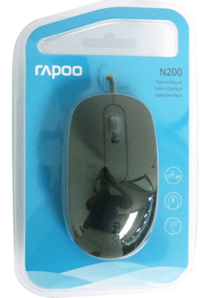 RAPOO N200 1600DPI USB SIYAH MOUSE 18548