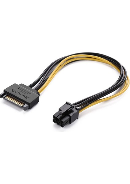 6 Pin Pcı-E Dişi To 15 Pin Sata Erkek Power Güç Kablosu 30 cm