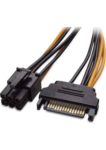 6 Pin Pcı-E Dişi To 15 Pin Sata Erkek Power Güç Kablosu 30 cm