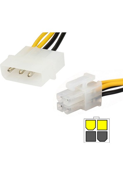 4 Pin Atx 12V To 4 Pin Molex 12 Power Güç Kablosu 30 cm