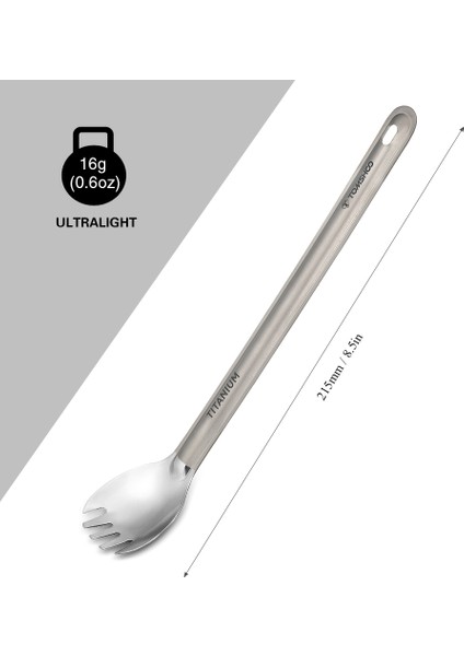 Titanyum Uzun Saplı Spork ile Cilalı Kase Açık (Yurt Dışından)