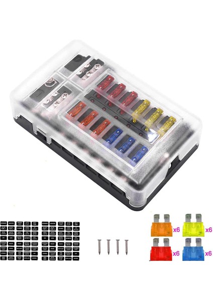 12 Yönlü Sigorta Bloğu Nemli Geçirmez Koruma Kapağı Etiket Kamyon Otomatik Rv Tarzı B Için Uygun fiyatları