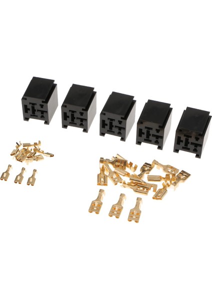5 Adet 80A 4 Pin Röle Tutucu Soket + Gevşek Terminaller Tutucu Araba Alarm Kontrolü