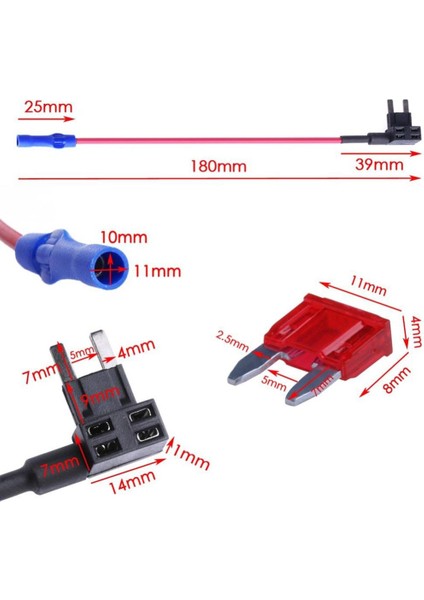 2x Devre Sigorta Tap Ats Mini Adaptörü Çift Devre Düşük Profil Bıçak Sigorta