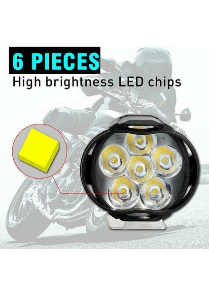 2 Paketler 6000 K 1000LM 6 LED Motosiklet Far 10 W Drl Lamba Motosiklet Için