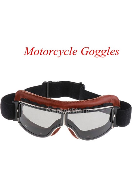 Vintage Deri Goggles Pilot Gözlük Kask Sürüş Motosiklet Cruiser # 5