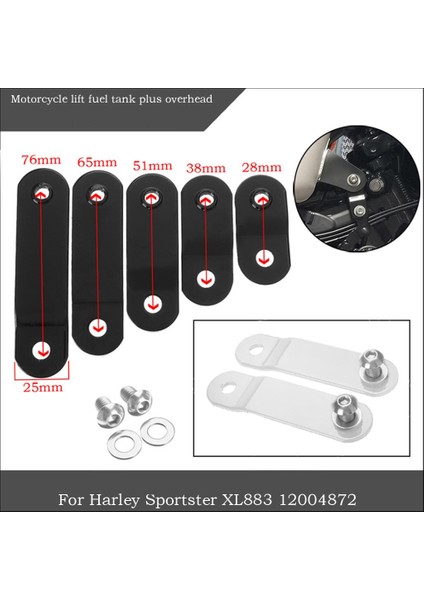 Siyah Yakıt Deposu Kaldırma Kiti Için Harley Sportster XL883 1200 48 72 51MM Için Ayarla modelleri