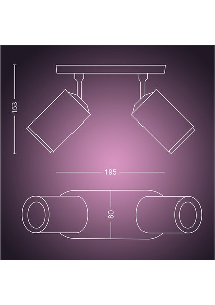 Hue  WCA Fugato Akıllı Led Spot Lamba 2x5.7W (Siyah)