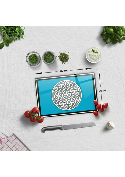 Cam Kesme Tahtası - Cam Kesme Tablası | Yaşam Çiçeği | 20cm x 30cm
