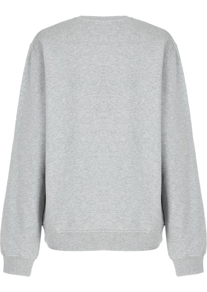 White And Simple Kadın Gri 100% Pamuk Unisex Sweatshirt