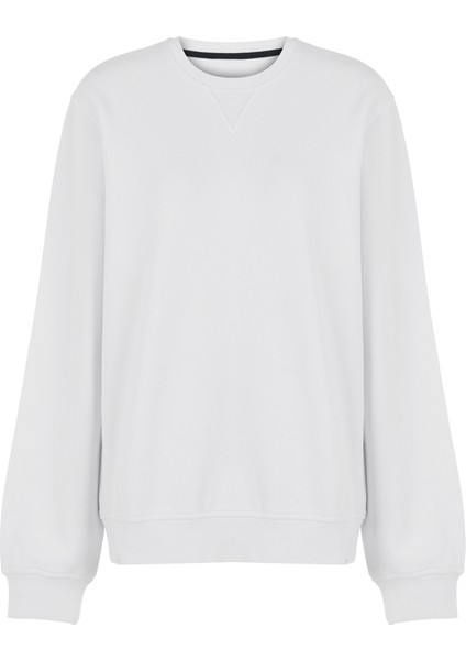 White And Simple Kadın Beyaz 100% Pamuk Unisex Sweatshirt