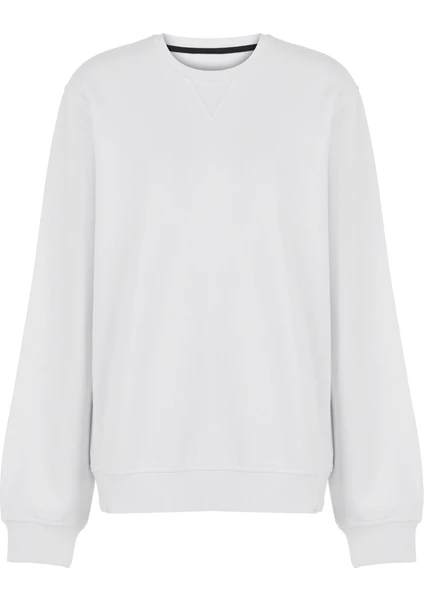 White And Simple Kadın Beyaz 100% Pamuk Unisex Sweatshirt