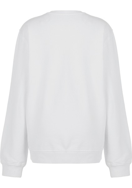 White And Simple Kadın Beyaz 100% Pamuk Unisex Sweatshirt